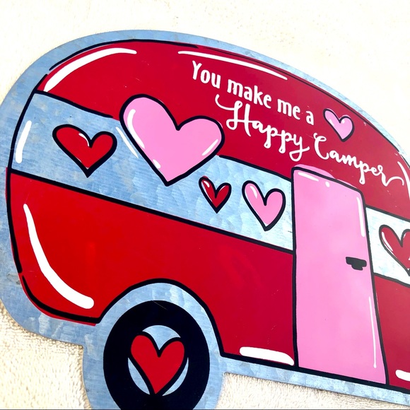 Camper Trailer Door Hanger Wall Decor You Make Me a Happy Camper Hearts - Picture 3 of 6